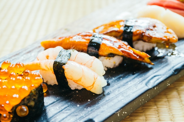 Raw and fresh nigiri sushi roll