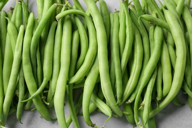 Raw fresh organic green beans close up