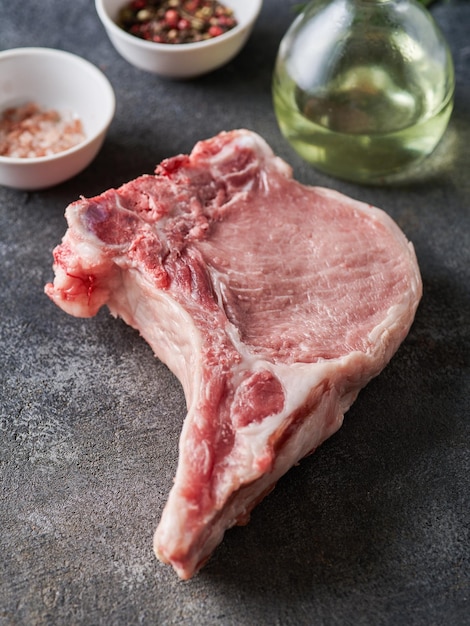 Raw fresh pork chop Raw pork cutlet Organic pork loin chops