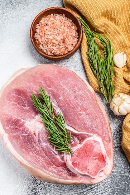 Raw fresh pork ham cut