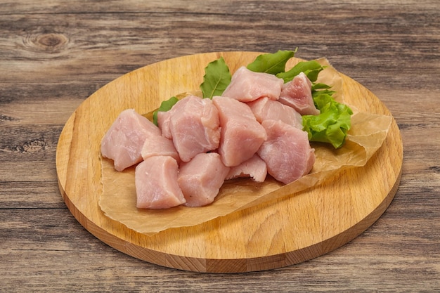 Raw fresh pork meat cube