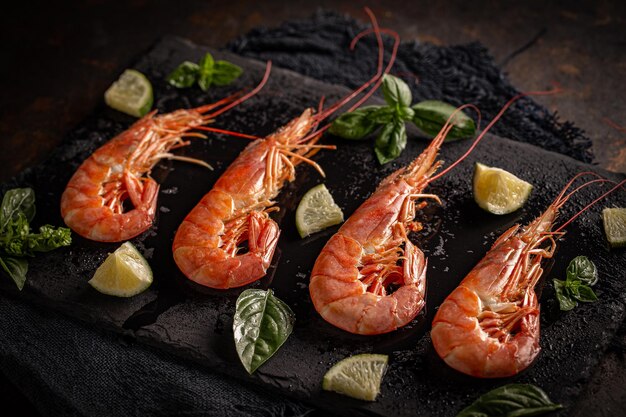 Raw fresh prawns