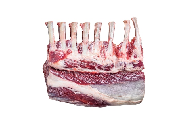 Photo raw fresh rack of lamb meat isolated on white background