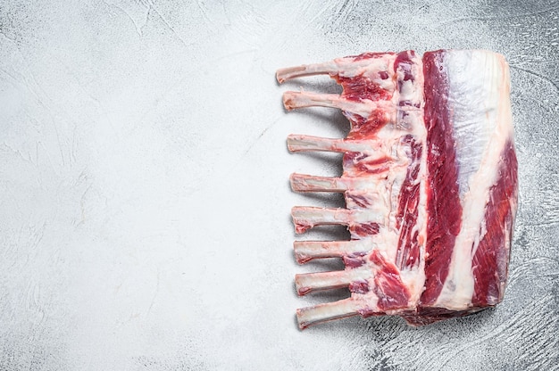 Raw fresh rack of lamb meat