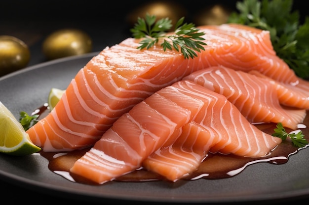 Raw fresh salmon sashimi