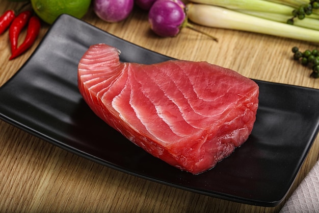 Raw fresh tuna steak for grill