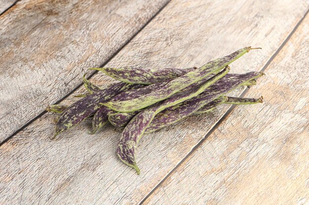 Photo raw green bean string heap for cooking