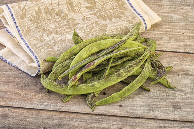 Raw green natural bean string heap