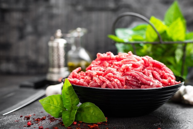 Raw ground beef meat Fresh minced meat