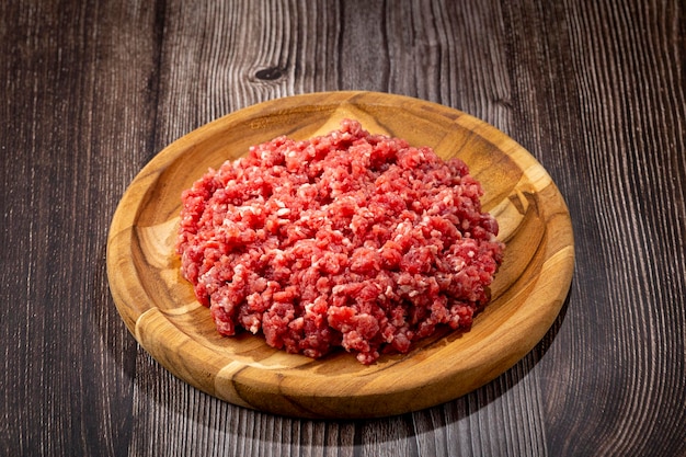 Raw ground beef ready for preparation