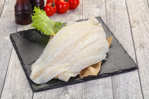 Raw halibut fillet