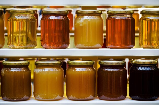 Raw honey photo package lots of honey jar