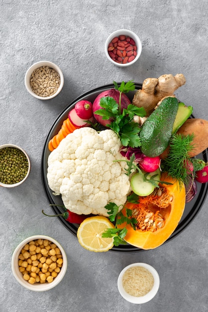 Raw ingredients cooking aloo gobi Indian food