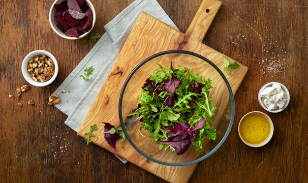 Raw ingredients for cooking fresh salad