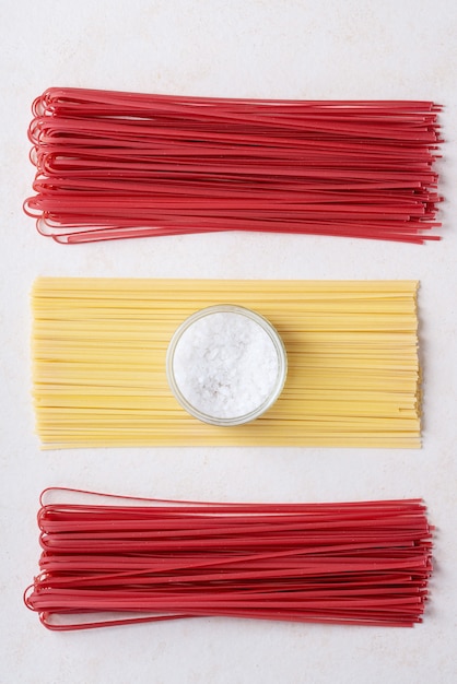 Raw ingredients for cooking pasta