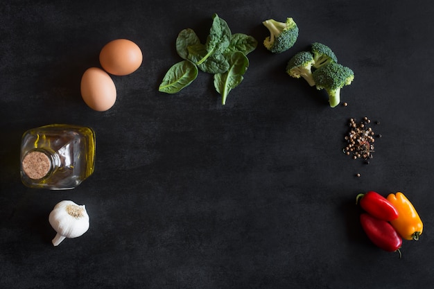 Raw ingredients for omelette