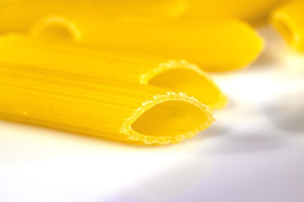 Raw Italian pasta close up