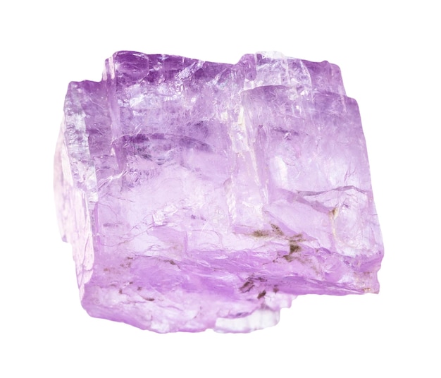 raw kunzite crystal isolated on white