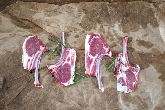 Raw lamb chops