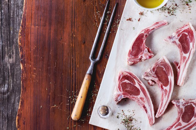 Raw lamb chops