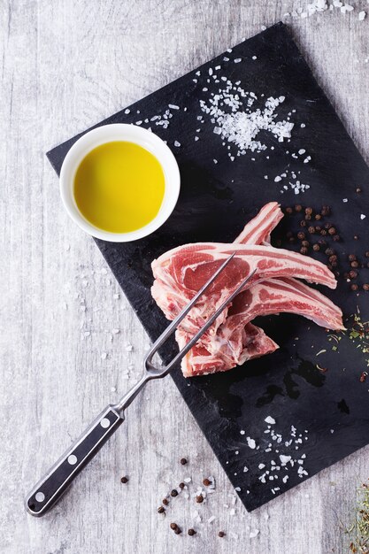 Raw lamb chops