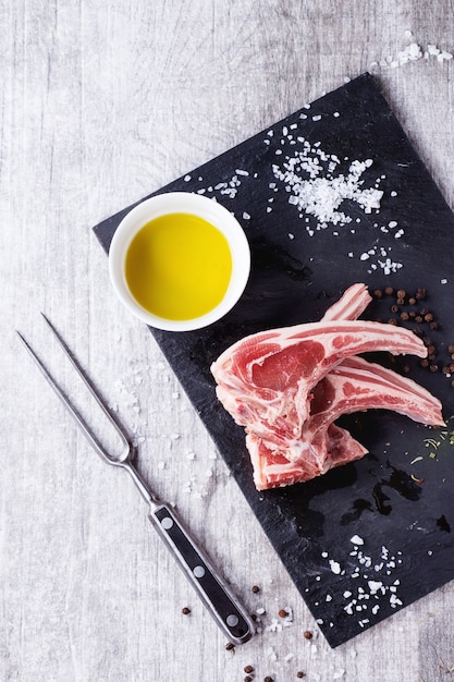 Raw lamb chops