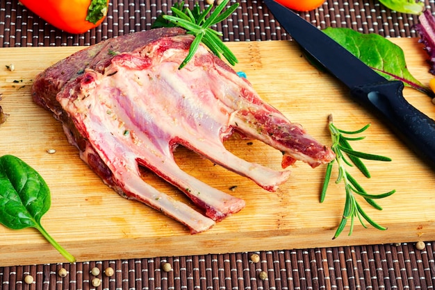 Photo raw lamb ribs for cooking