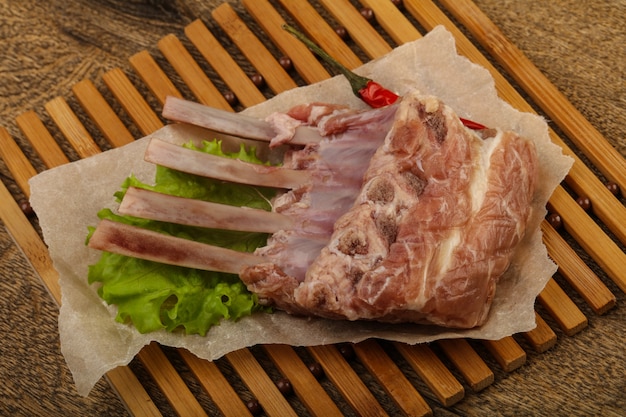 Raw lamb ribs