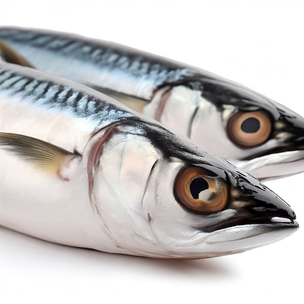 Raw mackerel fish isolated on white background