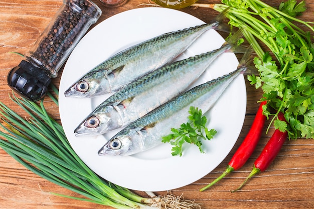 raw mackerel with and spices