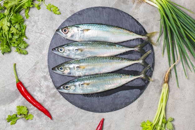 raw mackerel with and spices