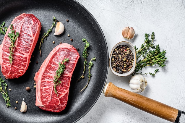 Raw marbled beef steak