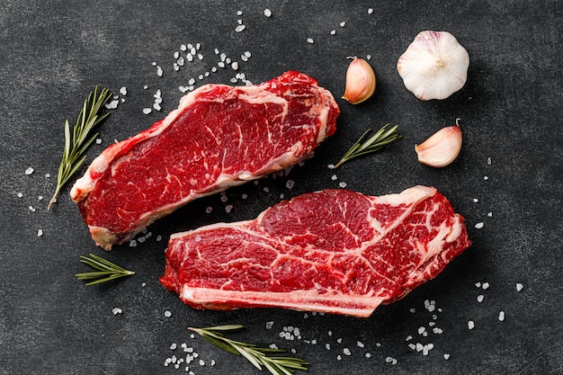 Raw meat beef steak with seasoning