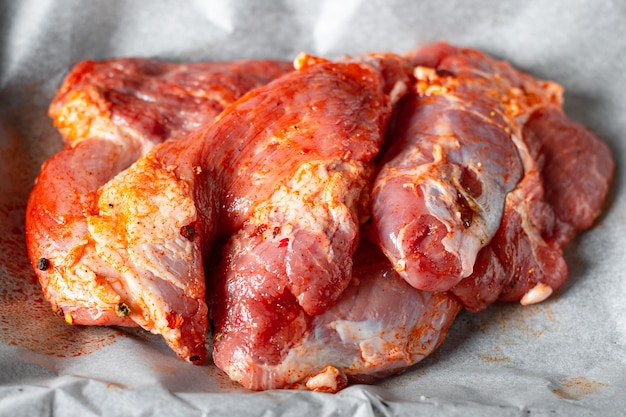 raw meat pork or beef pulp lamb cooking tasty spicy cooking process