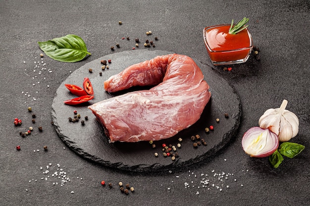 Raw meat products different parts of the body