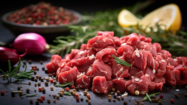 Photo raw meat slices high definition photographic creative image