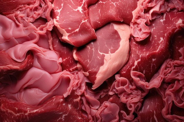 Raw Meat Texture with Intricate Fat Patterns Generative AI