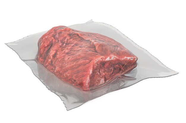 Сырое мясо в вакуумной упаковке 3D рендеринг
