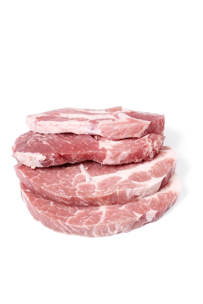 Raw meat on a white background