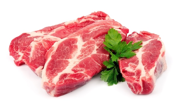 Raw meat on white background