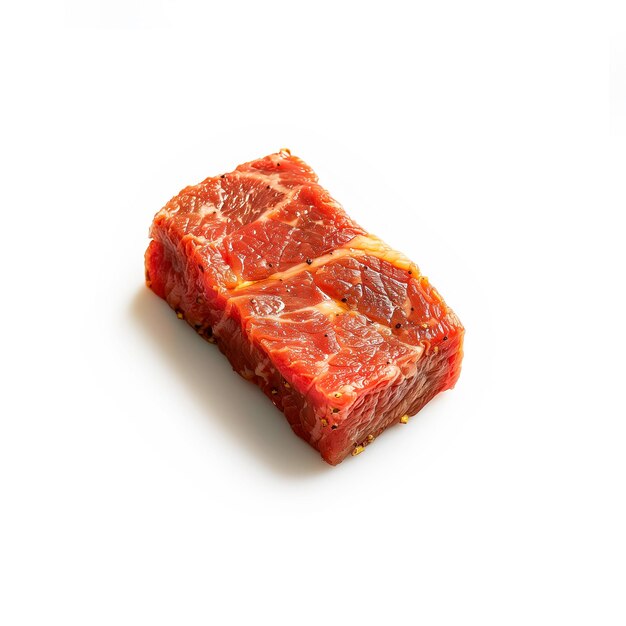 Photo raw meat on white surface generative ai
