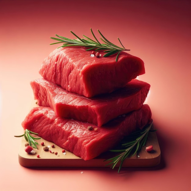 raw meat with spices isolated red