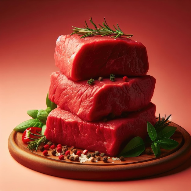 raw meat with spices isolated red