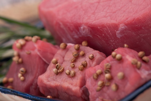 Raw meat with spices