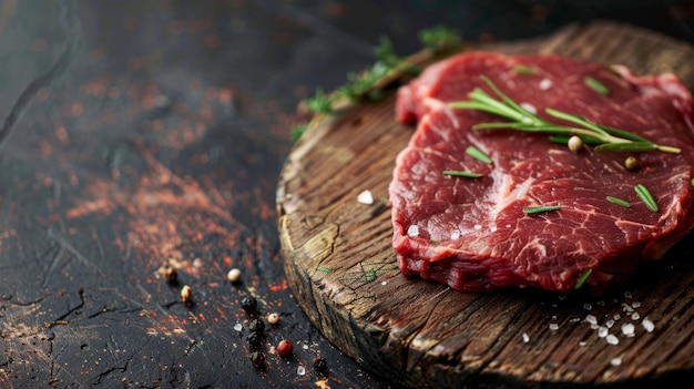 Raw Meat on Wooden Cutting Board