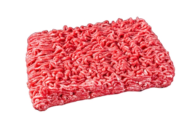 Photo raw mince beef meat isolated on white background top view