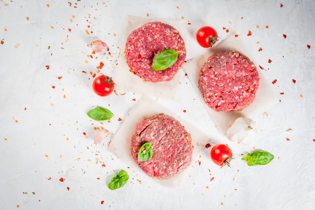 Raw minced beef steak burger