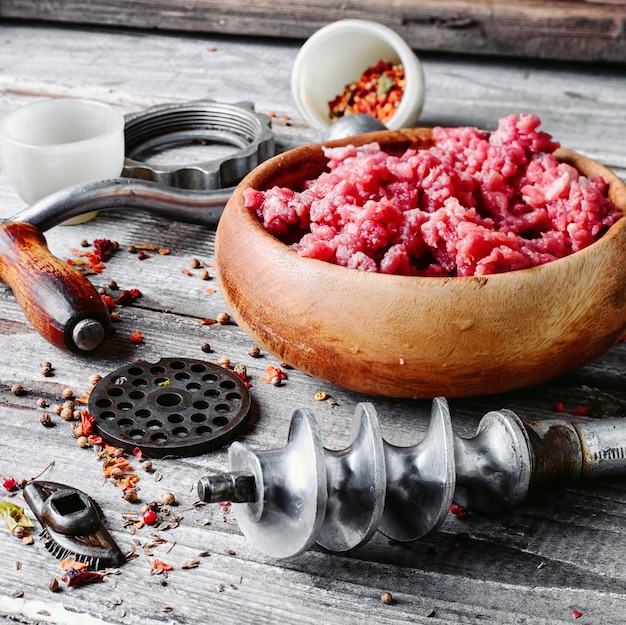 Photo raw minced beef