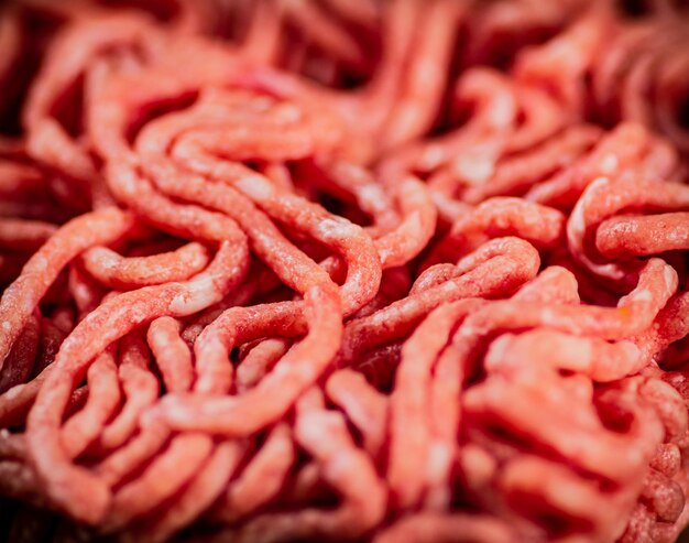 Raw minced fresh meat Macro background