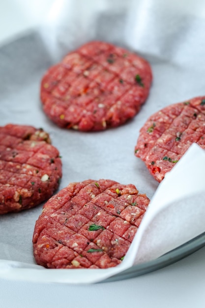 Raw minced meat for burgers